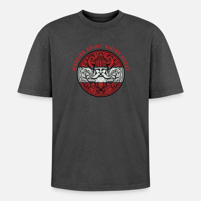Wikinger - Oversized Unisex Premium Acid-Washed T-Shirt - Schwarz Acid Wash
