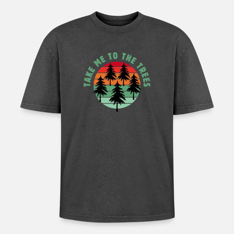 Bring mich zu den Bäumen - Oversized Unisex Premium Acid-Washed T-Shirt - Schwarz Acid Wash