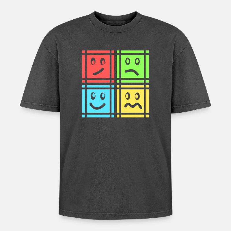 Geometric Patterns - Oversized Unisex Premium Acid-Washed T-Shirt - acid washed black