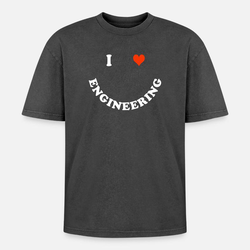 engineer - Oversized Unisex Premium Acid-Washed T-Shirt - Schwarz Acid Wash