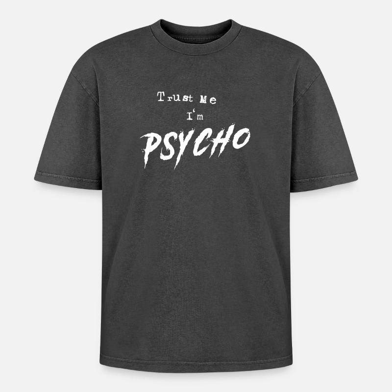 Psycho - Oversized Unisex Premium Acid-Washed T-Shirt - acid washed black