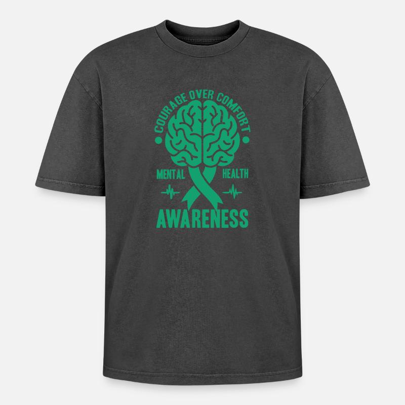 Depression Help - Mental Breakdown - Oversized Unisex Premium Acid-Washed T-Shirt - acid washed black