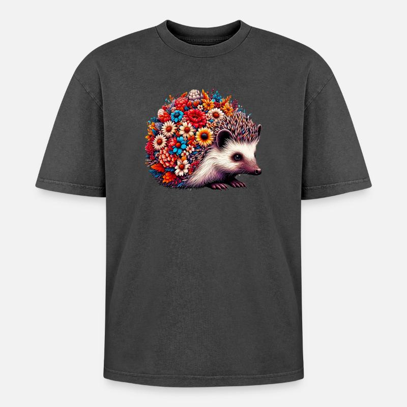 Igel - Oversized Unisex Premium Acid-Washed T-Shirt - Schwarz Acid Wash