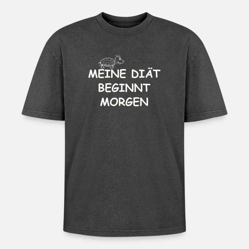 DIÄT - Oversized Unisex Premium Acid-Washed T-Shirt - Schwarz Acid Wash