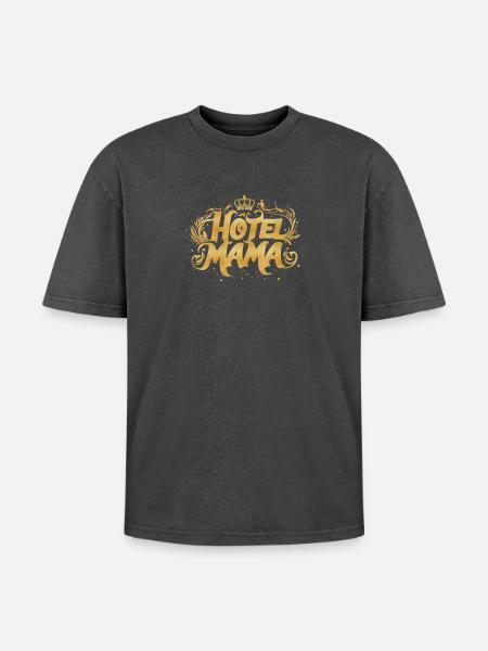 Hotel Mama! - Oversized Unisex Premium Acid-Washed T-Shirt - Schwarz Acid Wash