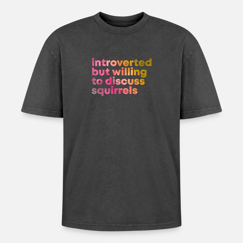Squirrel - Oversized Unisex Premium Acid-Washed T-Shirt - acid washed black