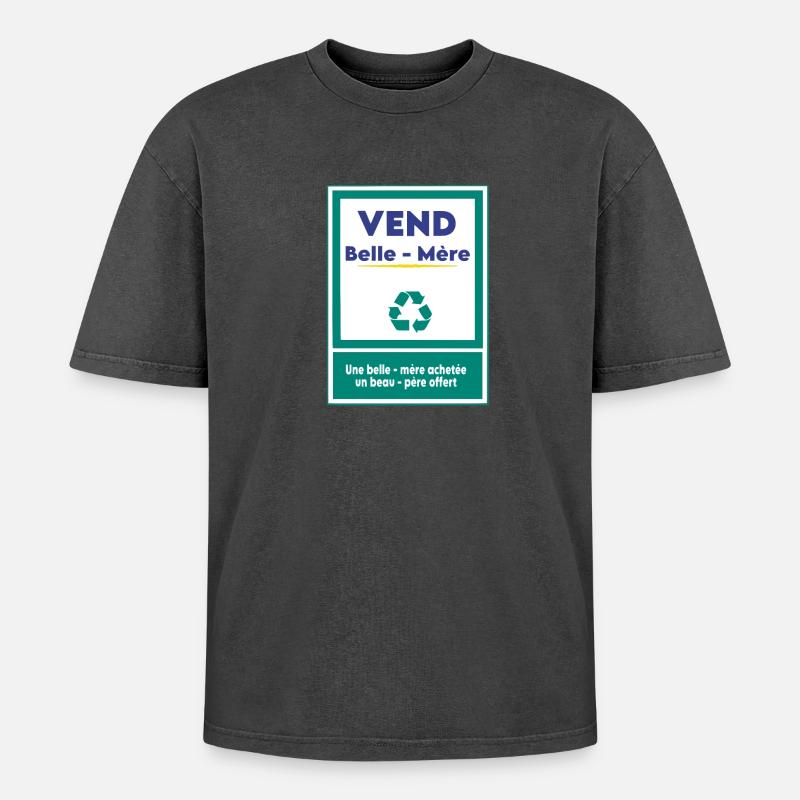 Verkauft Schwiegermutter - Oversized Unisex Premium Acid-Washed T-Shirt - Schwarz Acid Wash