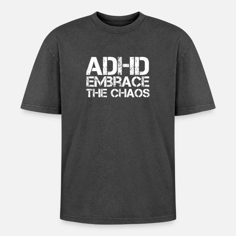 ADHD - Oversized Unisex Premium Acid-Washed T-Shirt - acid washed black