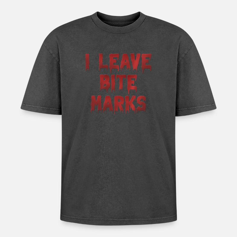 bite marks blutspuren - Oversized Unisex Premium Acid-Washed T-Shirt - Schwarz Acid Wash