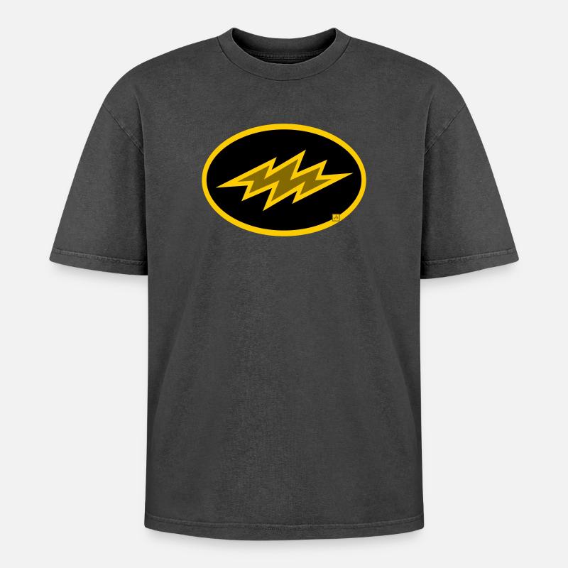 bolt - Oversized Unisex Premium Acid-Washed T-Shirt - acid washed black