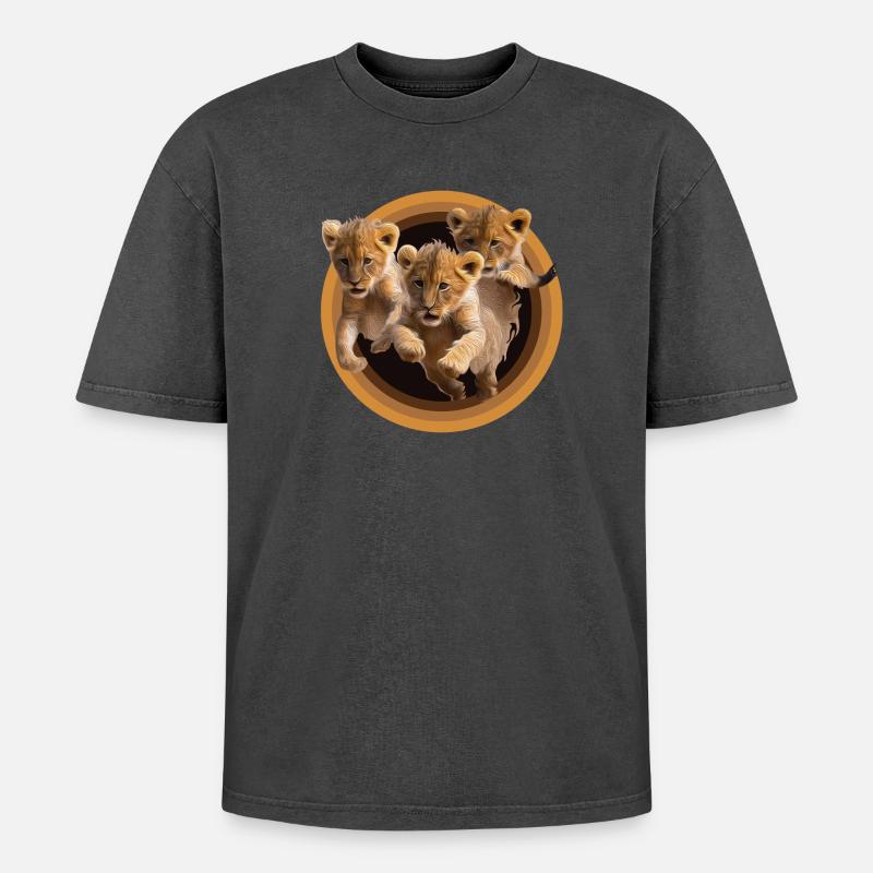 Kittens - Oversized Unisex Premium Acid-Washed T-Shirt - acid washed black