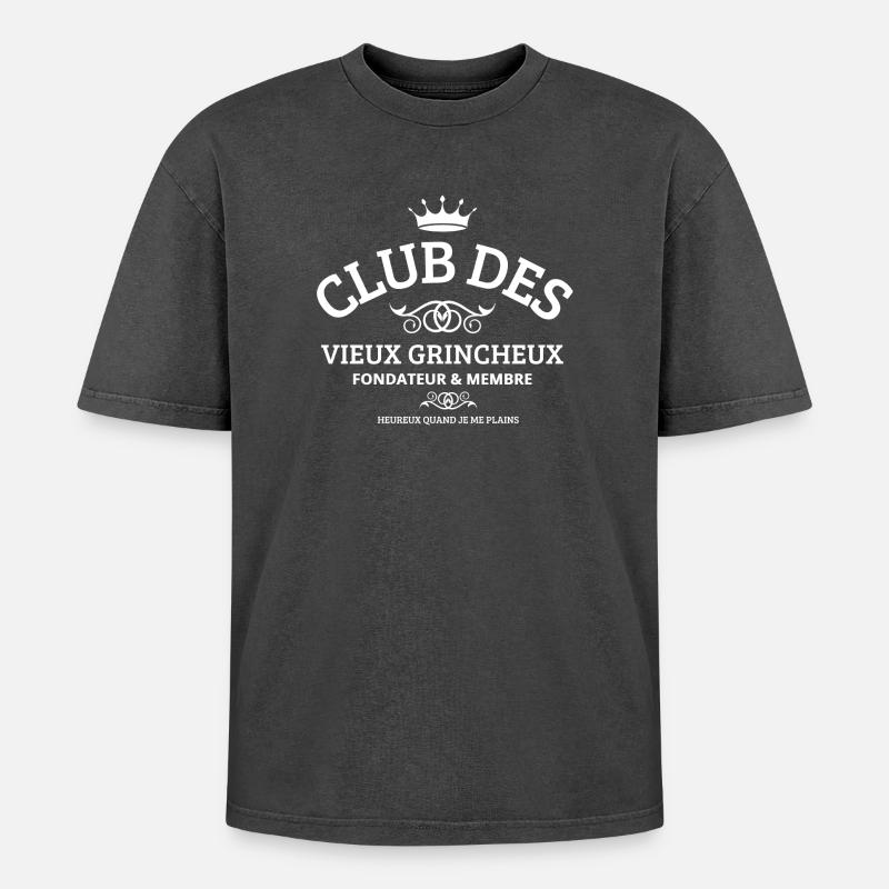 retired, retired, senior, elderly - Oversized Unisex Premium Acid-Washed T-Shirt - acid washed black