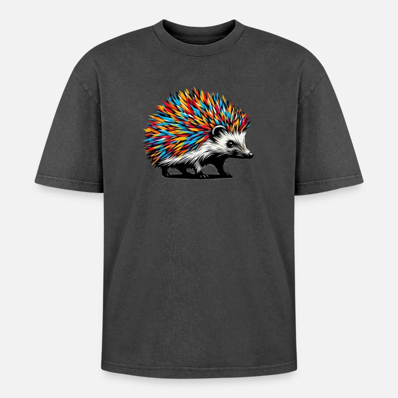 Igel - Oversized Unisex Premium Acid-Washed T-Shirt - Schwarz Acid Wash