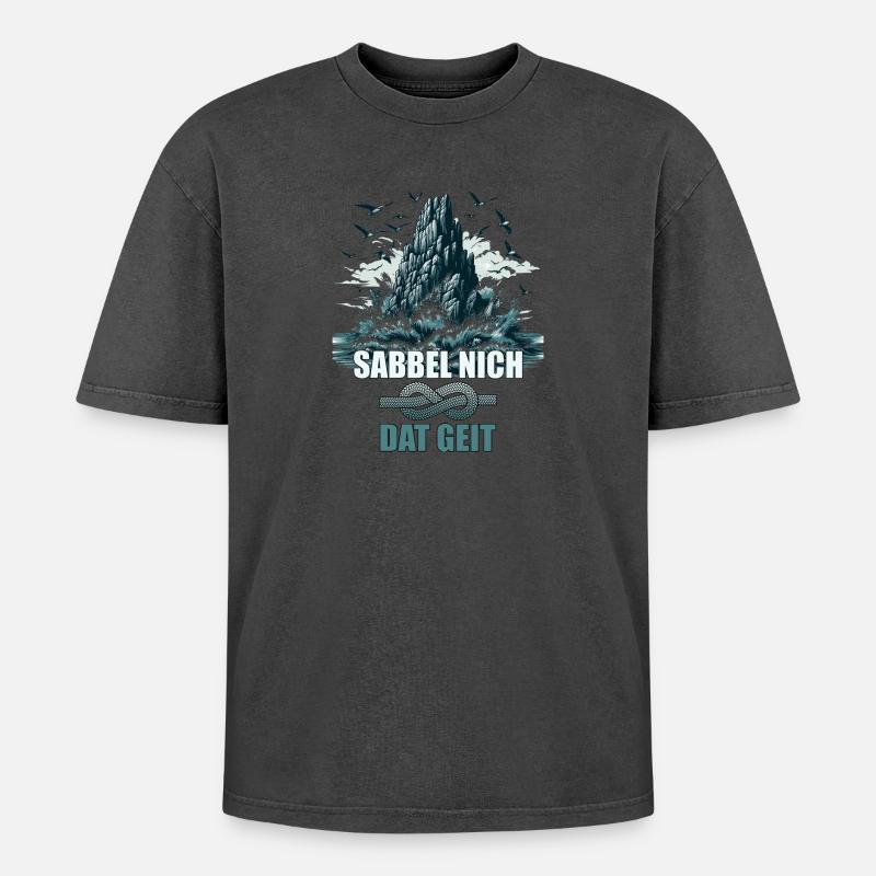 Sabbel nicht - Dat geit - Oversized Unisex Premium Acid-Washed T-Shirt - Schwarz Acid Wash