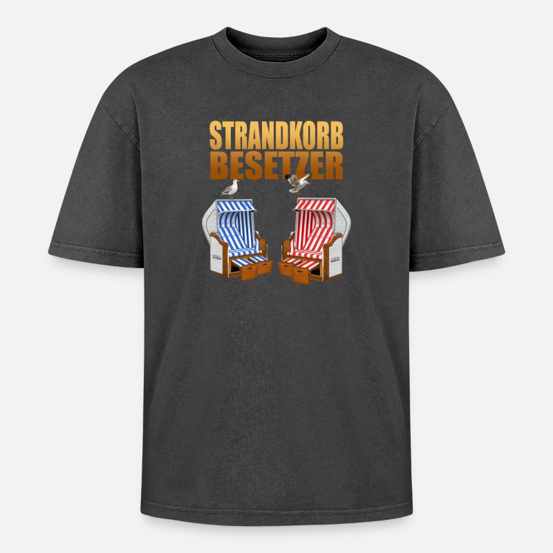 Strandkorb Besetzer - Oversized Unisex Premium Acid-Washed T-Shirt - Schwarz Acid Wash