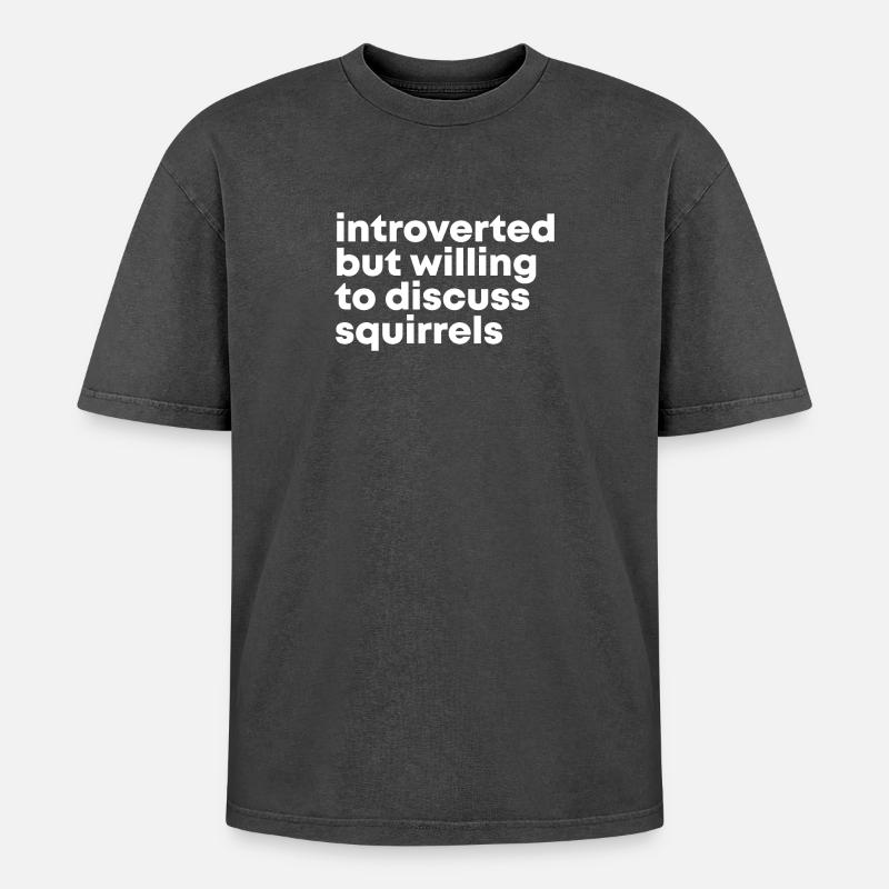 Squirrel - Oversized Unisex Premium Acid-Washed T-Shirt - acid washed black