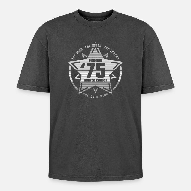 Stern '75 - Oversized Unisex Premium Acid-Washed T-Shirt - Schwarz Acid Wash