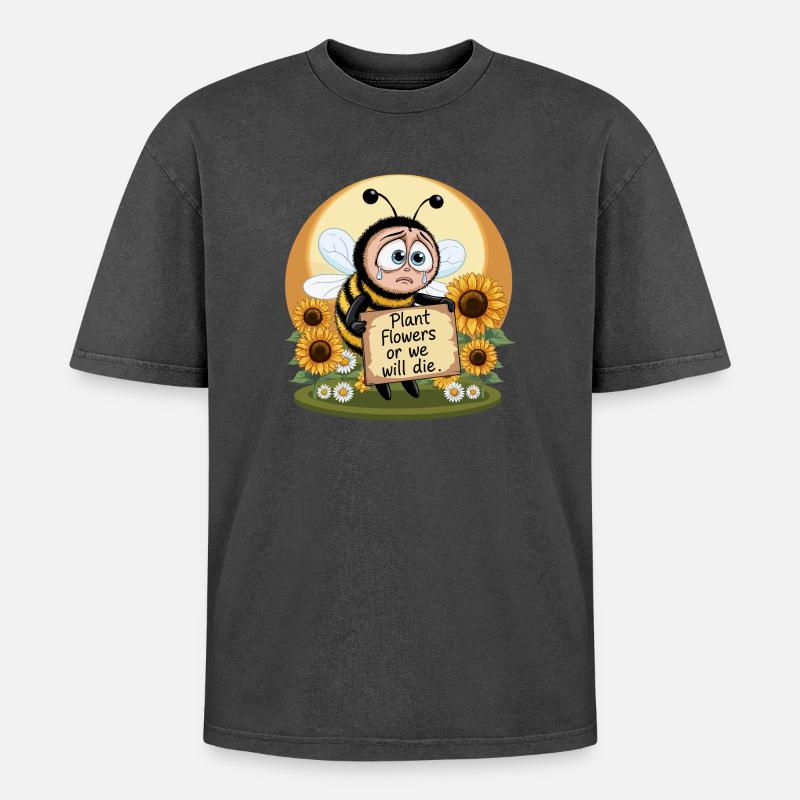 Saving bees - Oversized Unisex Premium Acid-Washed T-Shirt - acid washed black