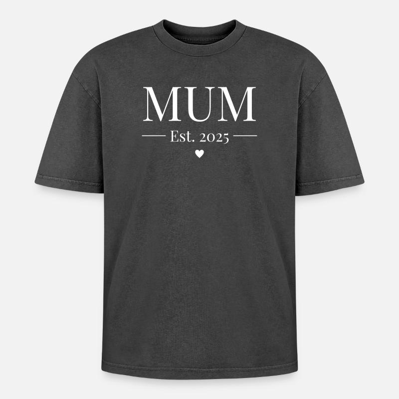Mutter gegründet 2025 - Oversized Unisex Premium Acid-Washed T-Shirt - Schwarz Acid Wash