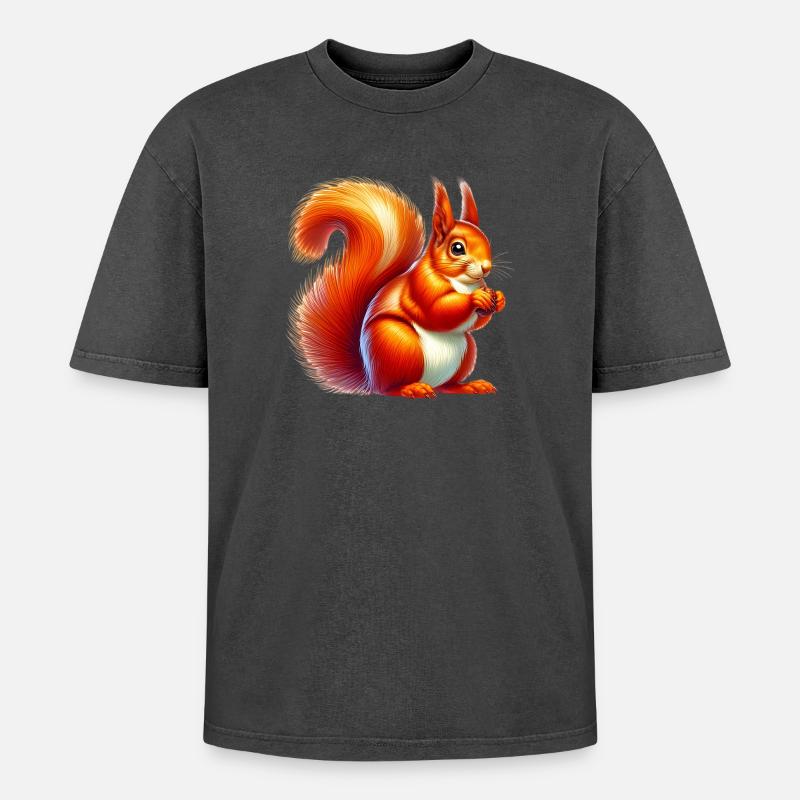 Squirrel - Oversized Unisex Premium Acid-Washed T-Shirt - acid washed black