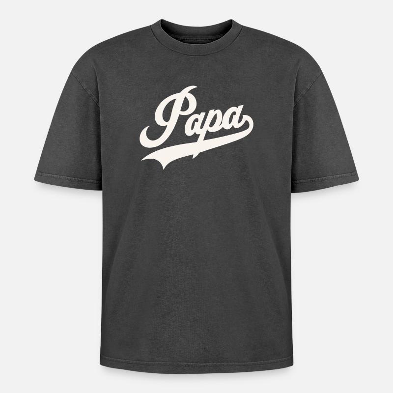 Klassisches Papa-Skript - Oversized Unisex Premium Acid-Washed T-Shirt - Schwarz Acid Wash