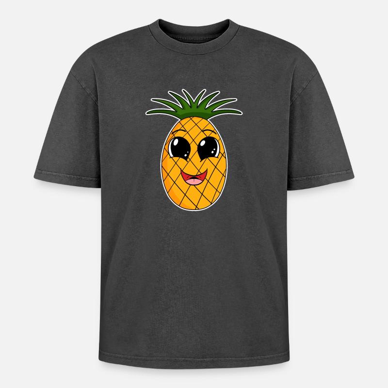Pineapple Fruit - Oversized Unisex Premium Acid-Washed T-Shirt - acid washed black