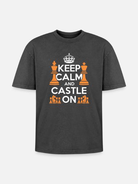 Keep Calm And Castle On - Oversized Unisex Premium Acid-Washed T-Shirt - acid washed black