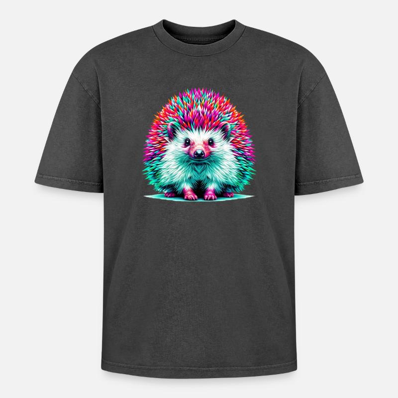 Igel - Oversized Unisex Premium Acid-Washed T-Shirt - Schwarz Acid Wash