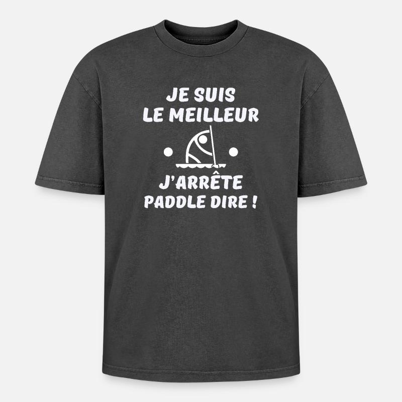 paddle, paddle board, paddle - Oversized Unisex Premium Acid-Washed T-Shirt - acid washed black