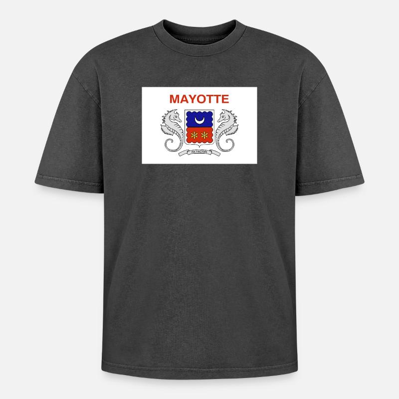 Mayotte - Oversized Unisex Premium Acid-Washed T-Shirt - acid washed black