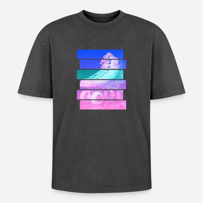 Roller-skate - Oversized Unisex Premium Acid-Washed T-Shirt - acid washed black