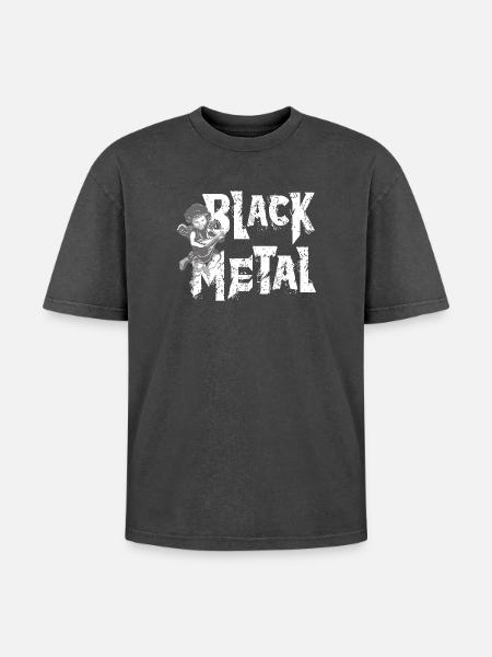 BLACK METAL - Oversized Unisex Premium Acid-Washed T-Shirt - acid washed black