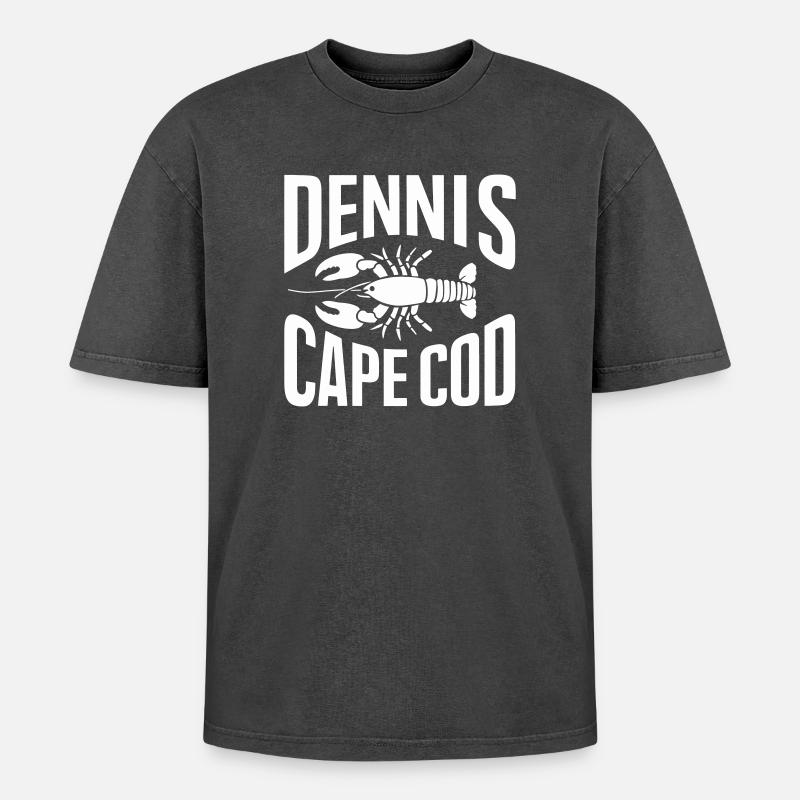 Dennis Cape Cod Hummer - Oversized Unisex Premium Acid-Washed T-Shirt - Schwarz Acid Wash