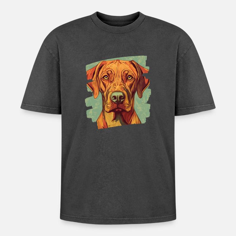 Rhodesian Ridgeback - Oversized Unisex Premium Acid-Washed T-Shirt - Schwarz Acid Wash