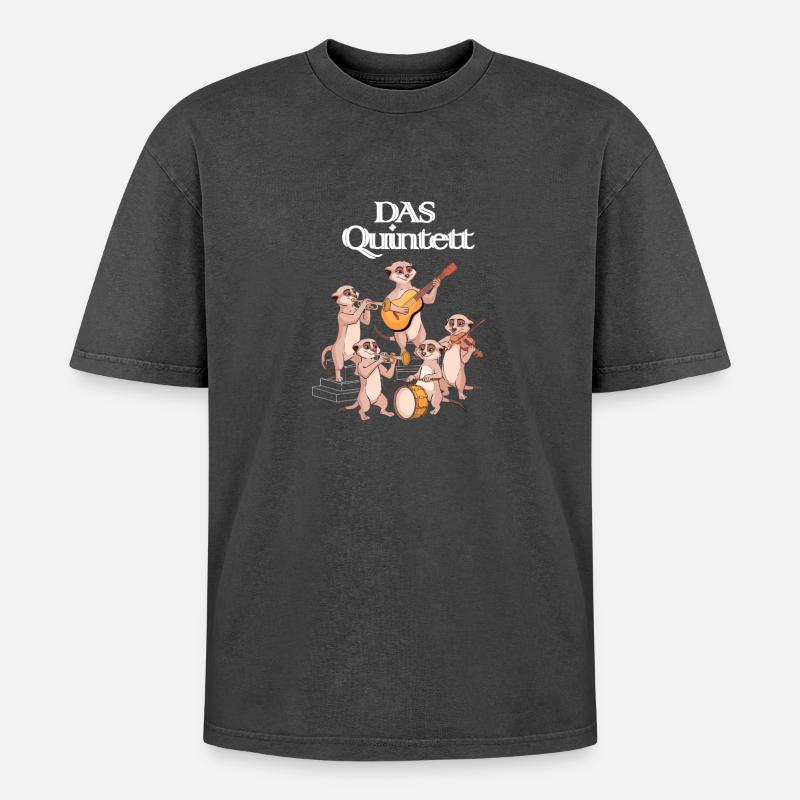 Das Quintett - Erdmännchen Orchester - Oversized Unisex Premium Acid-Washed T-Shirt - Schwarz Acid Wash