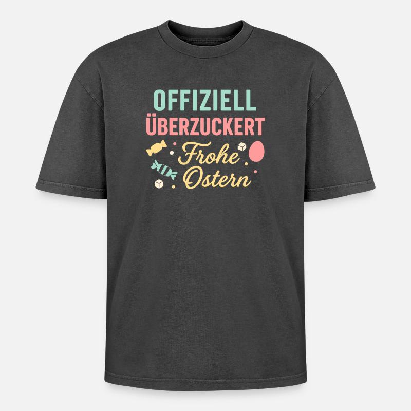 Officially sugar-coated Happy Easter - Oversized Unisex Premium Acid-Washed T-Shirt - acid washed black