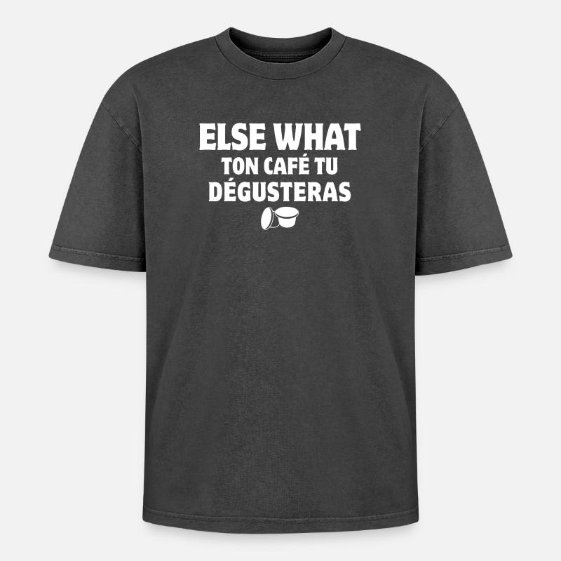 Kaffee, Kaffeebohne, Kaffeepause - Oversized Unisex Premium Acid-Washed T-Shirt - Schwarz Acid Wash