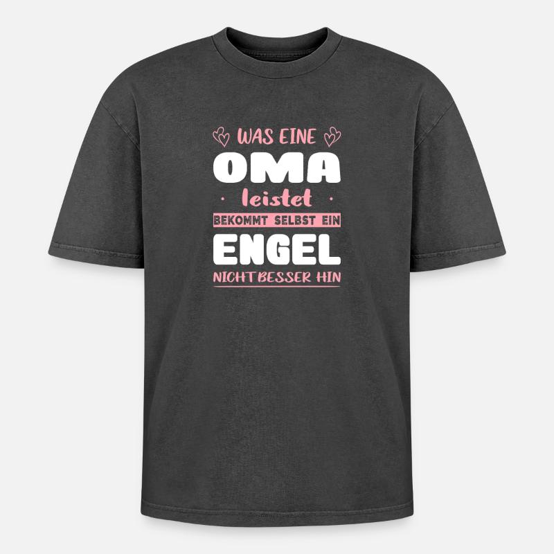 Oma Geschenke Weihnachtsgeschenke Großmutter - Oversized Unisex Premium Acid-Washed T-Shirt - Schwarz Acid Wash