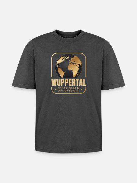 Wuppertal - Oversized Unisex Premium Acid-Washed T-Shirt - Schwarz Acid Wash