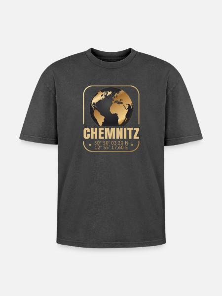 Chemnitz - Oversized Unisex Premium Acid-Washed T-Shirt - Schwarz Acid Wash