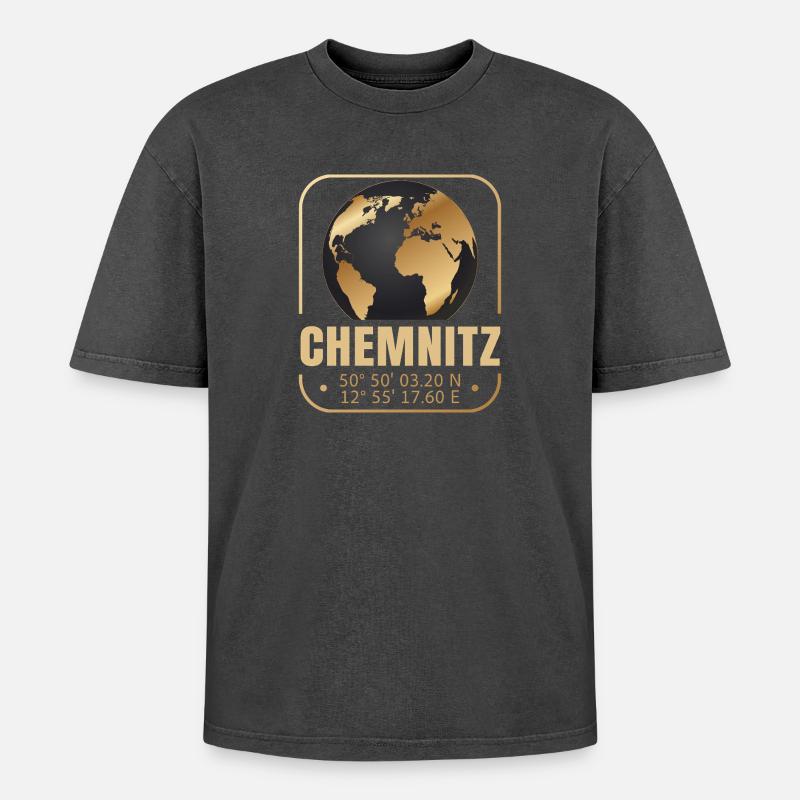 Chemnitz - Oversized Unisex Premium Acid-Washed T-Shirt - Schwarz Acid Wash