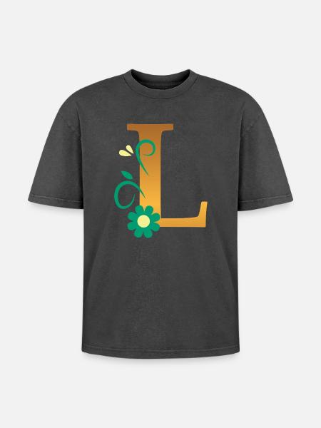 L - Oversized Unisex Premium Acid-Washed T-Shirt - acid washed black