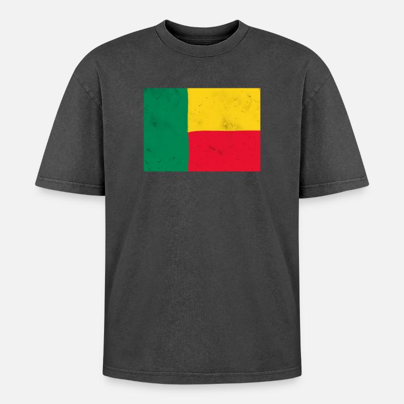 Drapeau du Bénin - T-shirt Premium unisexe oversize acid-washed - noir délavé acide