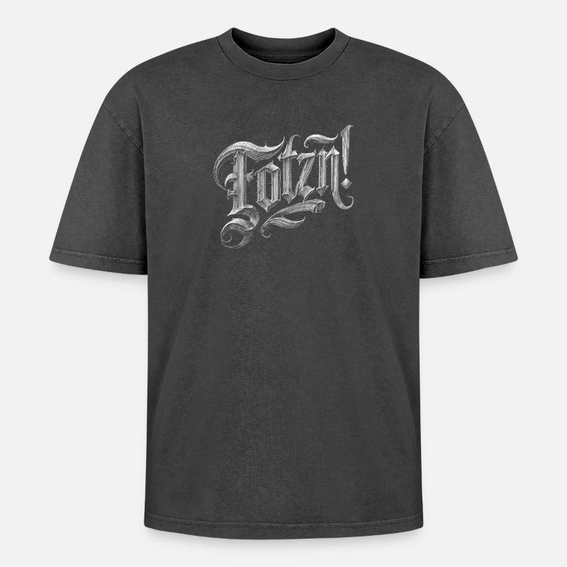 Fotzn...wos sunst - Oversized Unisex Premium Acid-Washed T-Shirt - Schwarz Acid Wash