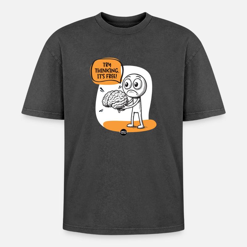 Brain. Some Assembly Required. - Oversized Unisex Premium Acid-Washed T-Shirt - acid washed black