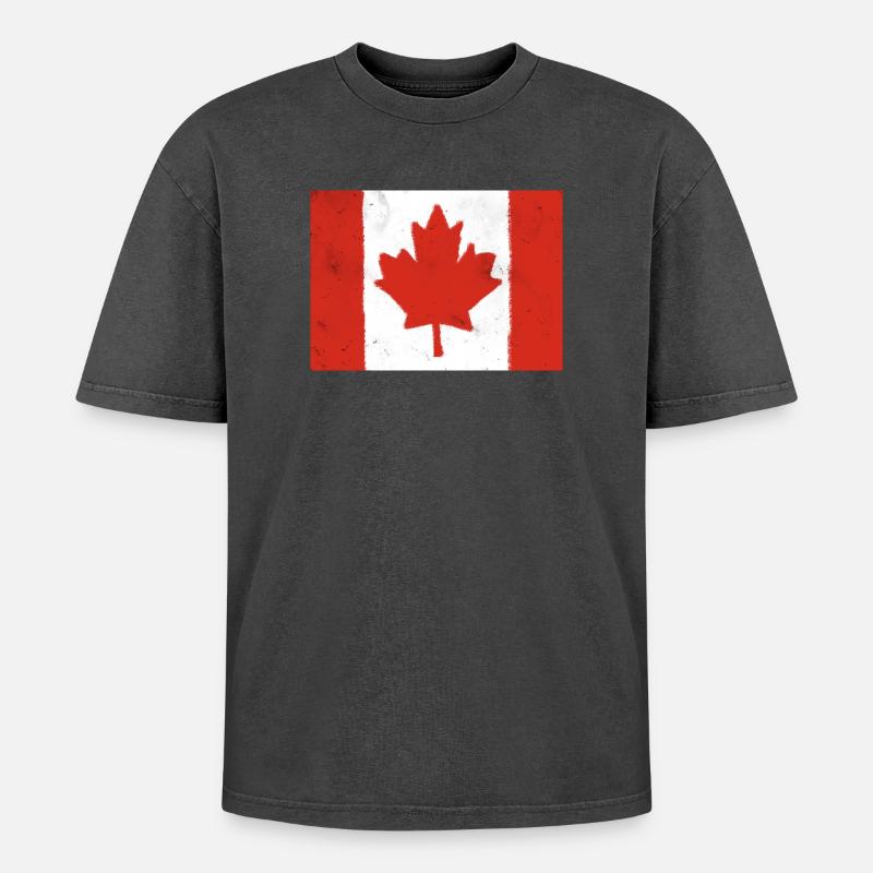 Drapeau du Canada - T-shirt Premium unisexe oversize acid-washed - noir délavé acide
