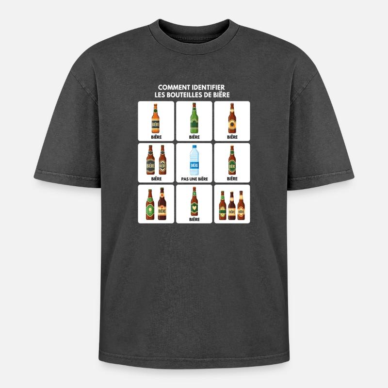 Beer Identification Guide - Oversized Unisex Premium Acid-Washed T-Shirt - acid washed black