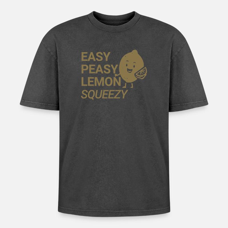 Easy Peasy Lemon Squeezy - Oversized Unisex Premium Acid-Washed T-Shirt - Schwarz Acid Wash