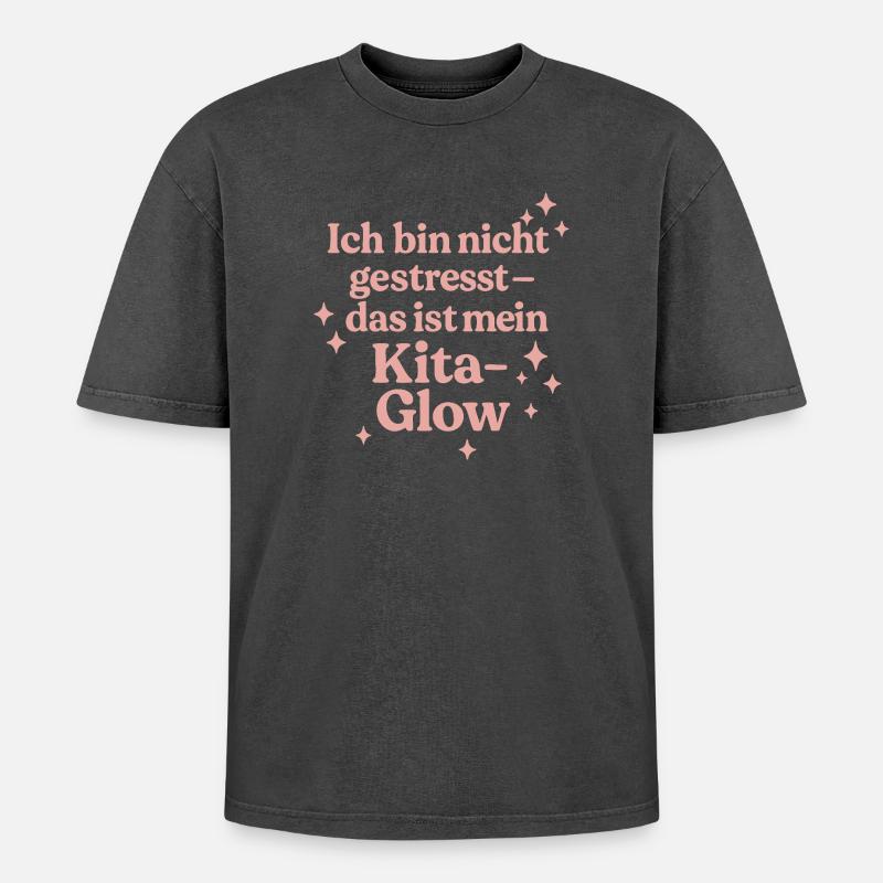 Ich bin nicht gestresst... (rosa) - Oversized Unisex Premium Acid-Washed T-Shirt - Schwarz Acid Wash
