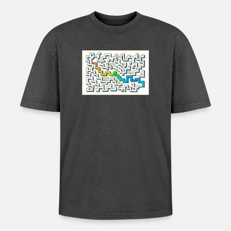 Follow the Path - Oversized Unisex Premium Acid-Washed T-Shirt - acid washed black